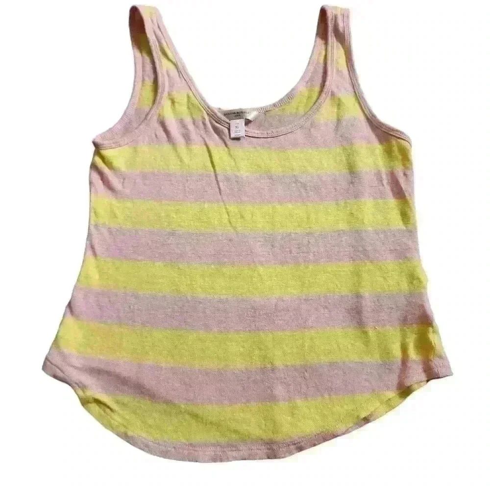 Women's Banana Republic STRIPE LINEN TANK sz XS petite - Picture 1 of 3